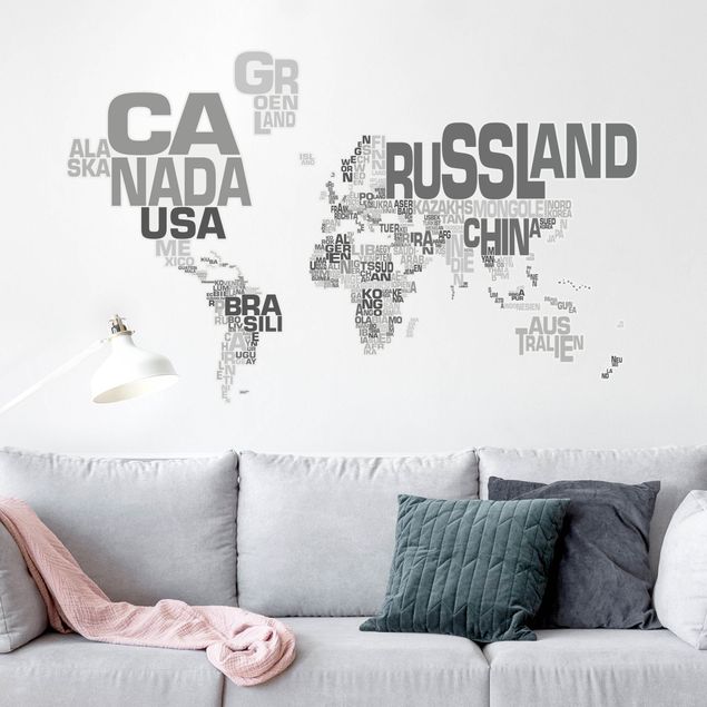 Kitchen Letters world map gray