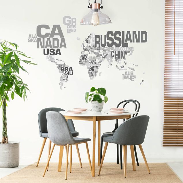 Wall stickers Letters world map gray