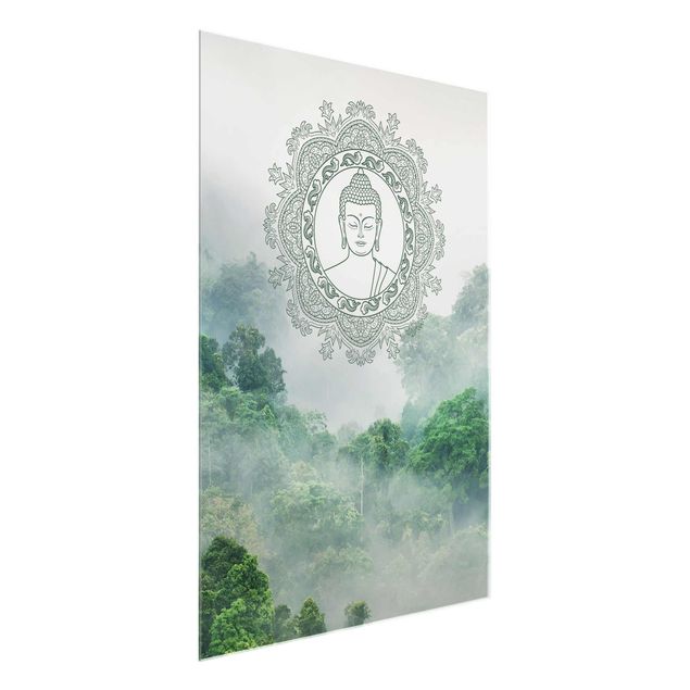Mountain prints Buddha Mandala In Fog