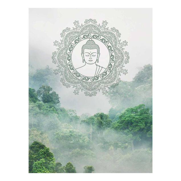 Glass prints architecture and skylines Buddha Mandala In Fog