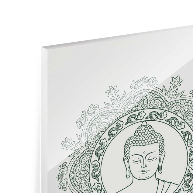 Glass prints spiritual Buddha Mandala In Fog