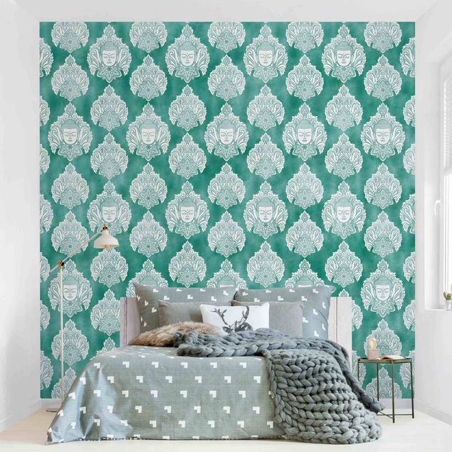 Wallpapers patterns Buddha And Lotus Emerald Pattern