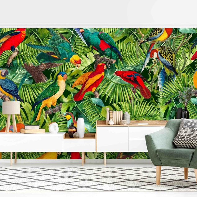 Wallpapers birds Colourful Collage - Parrots In The Jungle