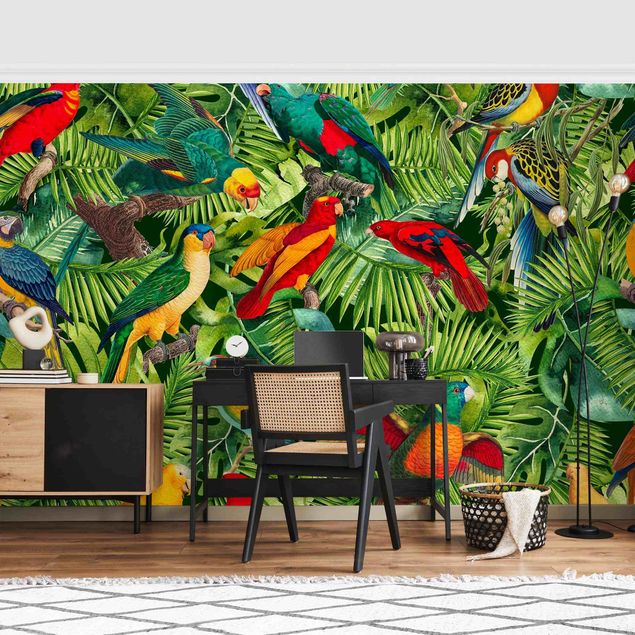 Wallpapers animals Colourful Collage - Parrots In The Jungle