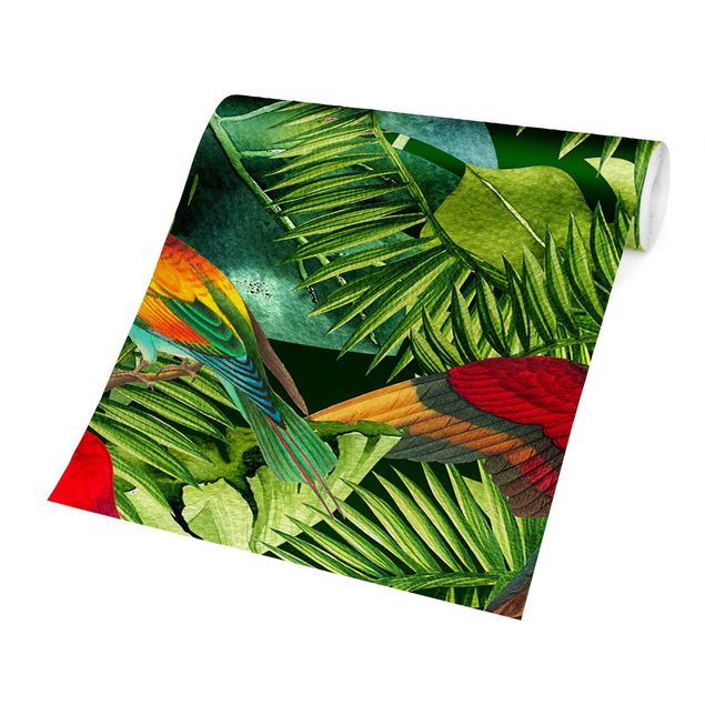 Wallpapers modern Colourful Collage - Parrots In The Jungle