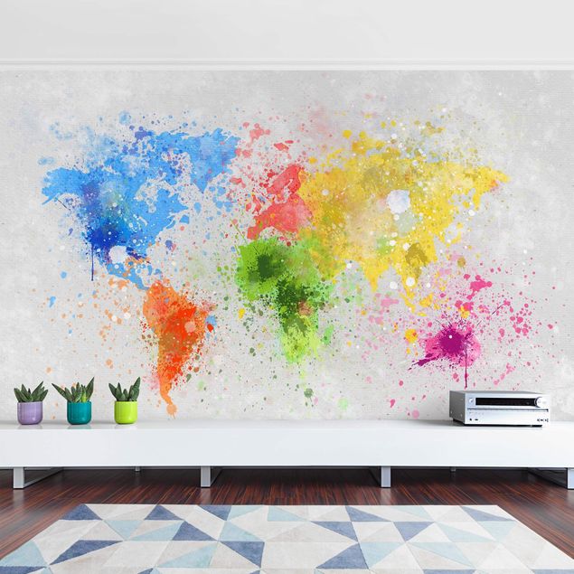 Self adhesive wallpapers Colourful Splodges World Map