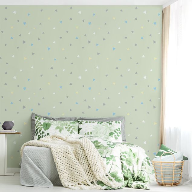 Wallpapers patterns Colourful Drawn Pastel Triangles On Green