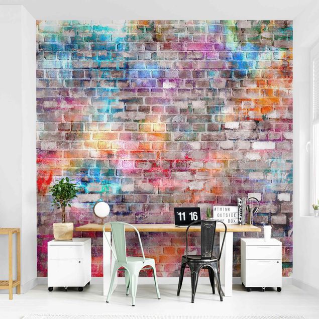 Modern wallpaper designs Colourful Shabby Brick Wall