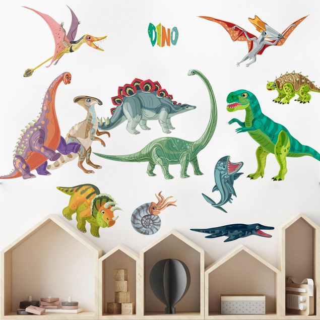 Kids room decor Colorful dinosaur set