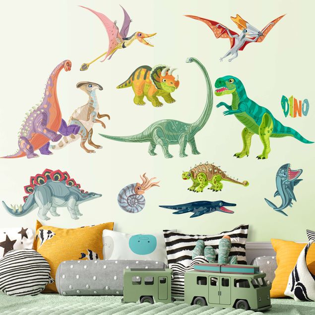 Dinosaur wall decals Colorful dinosaur set