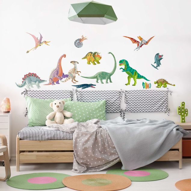 Animal wall decals Colorful dinosaur set