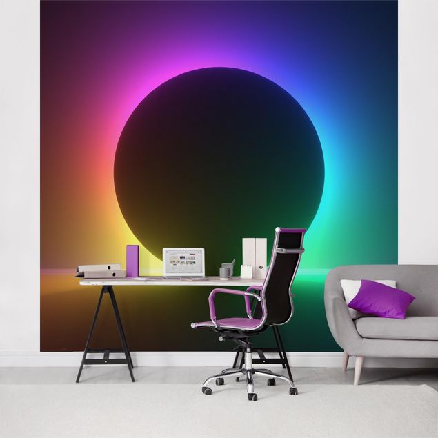 Modern wallpaper designs Colourful Neon Light With Circle