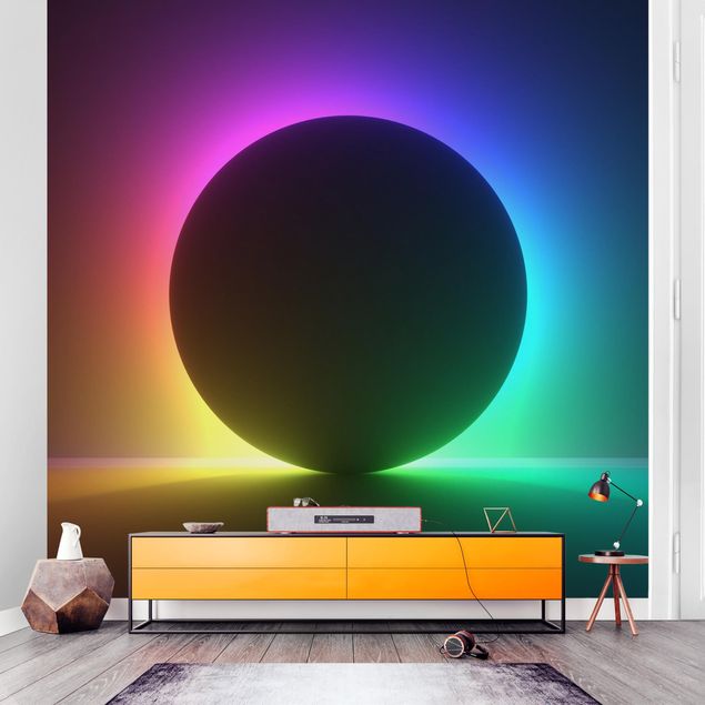 Wallpapers black Colourful Neon Light With Circle