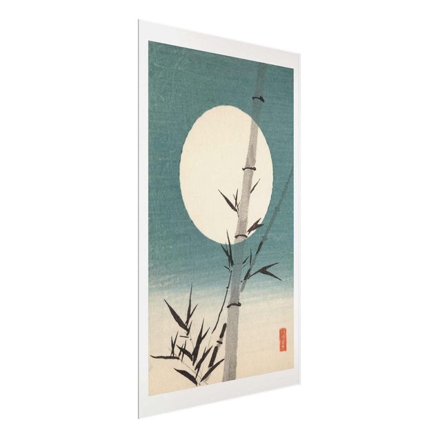 Glass prints landscape Japanese Drawing Bamboo And Moon