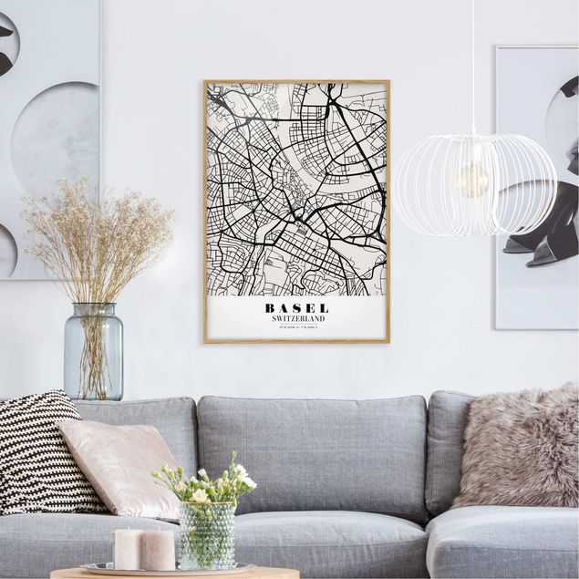 World map pictures framed Basel City Map - Classic
