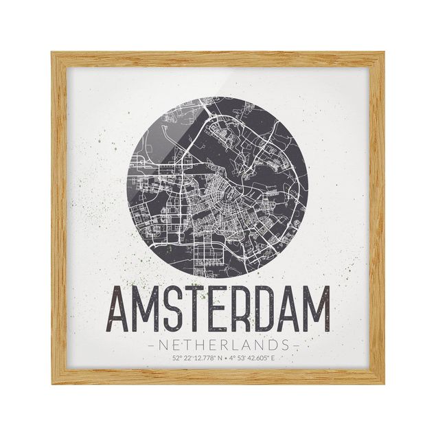 Quote wall art Amsterdam City Map - Retro