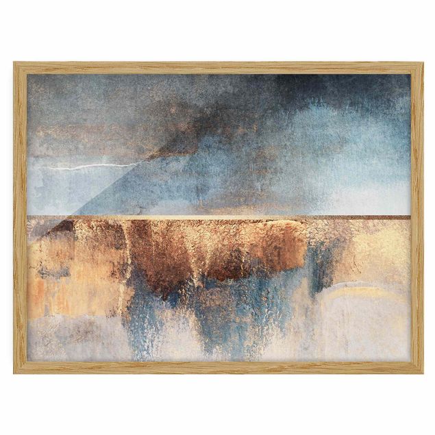 Contemporary art prints Abstract Lakeshore In Gold