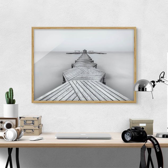 Prints landscape Wooden Pier In Black And White