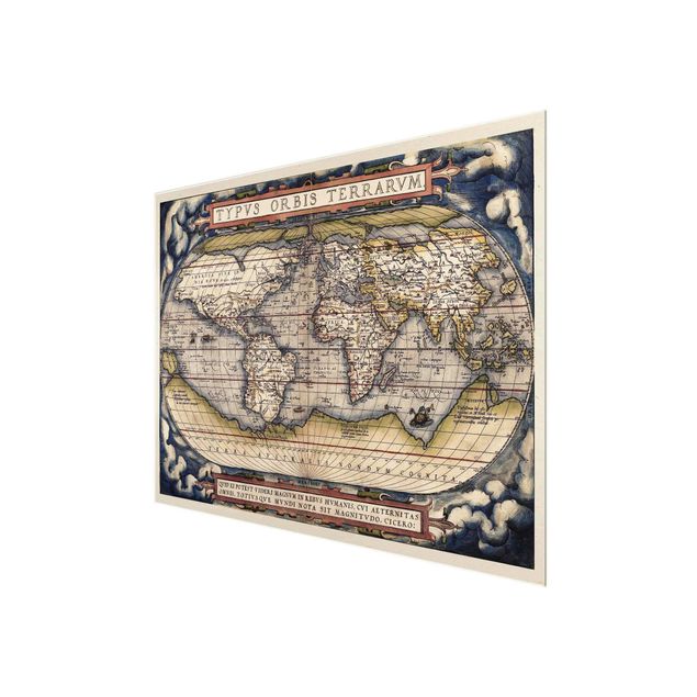 Magnettafel Glas Historic World Map Typus Orbis Terrarum