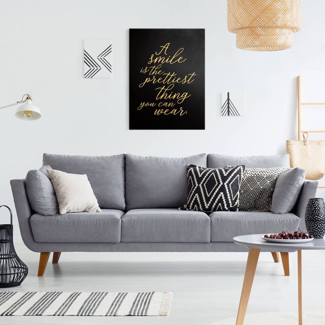 Canvas wall art A Smile is the prettiest thing Sans Serif Black