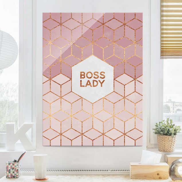 Magnettafel Glas Boss Lady Hexagons Pink