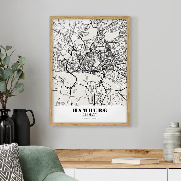 Printable world map Hamburg City Map - Classic
