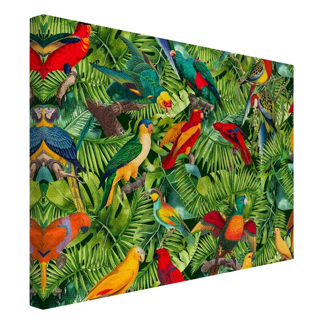 Canvas art Colourful Collage - Parrots In The Jungle
