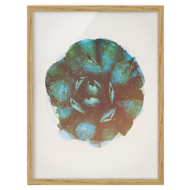 Framed floral Water Colours - Blue Agave