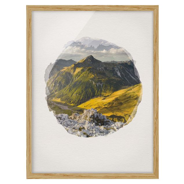 Modern art prints WaterColours - Mountains And Valley Of The Lechtal Alps In Tirol