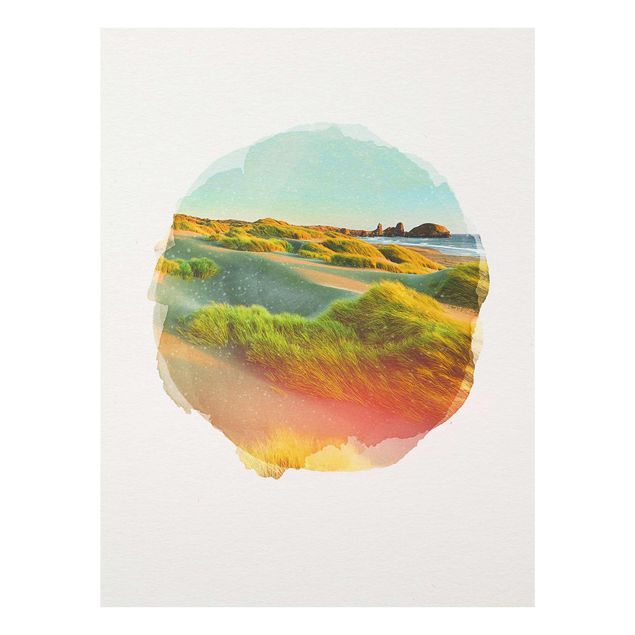 Landscape canvas prints WaterColours - Dunes And Grasses At The Sea