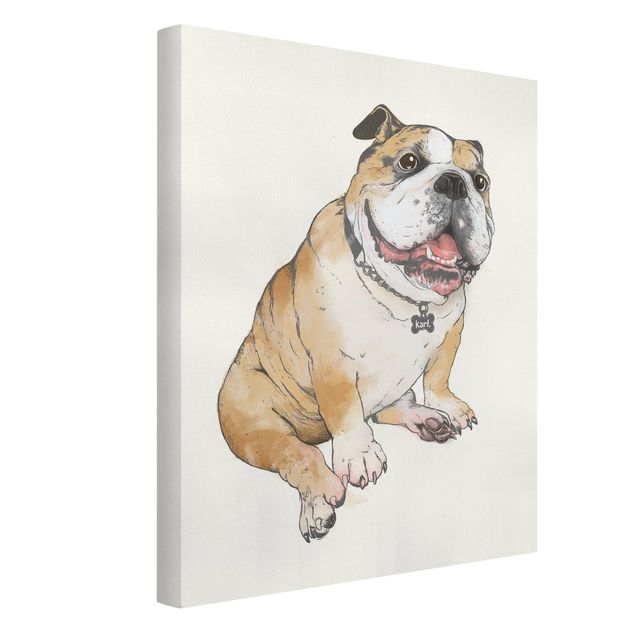 Dog canvas Illustration Dog Bulldog Painting