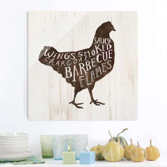 Glass prints sayings & quotes Farm BBQ - Chicken