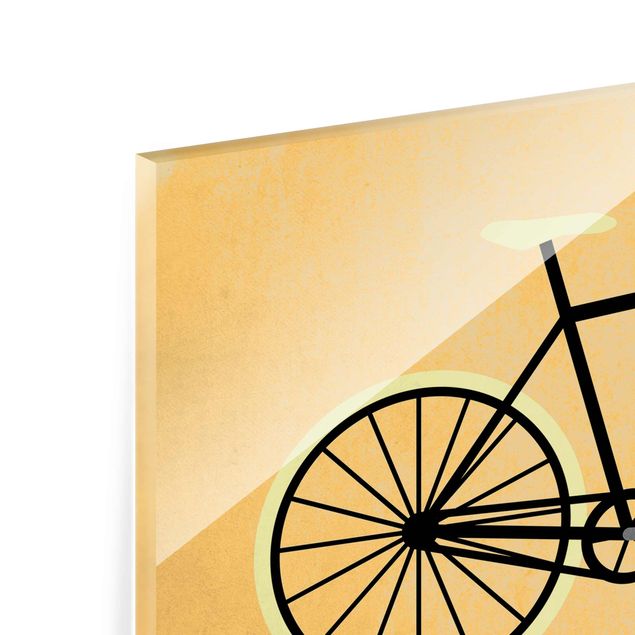 Glas Magnetboard Bicycle In Yellow