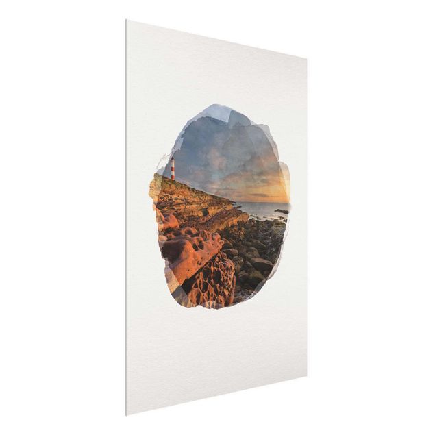 Landscape canvas prints WaterColours - Tarbat Ness Sea & Lighthouse At Sunset