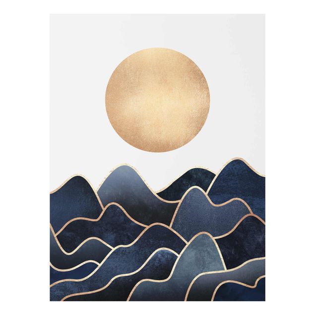 Mountain prints Golden Sun Blue Waves