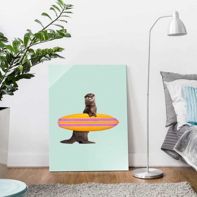 Kids room decor Otter With Surfboard