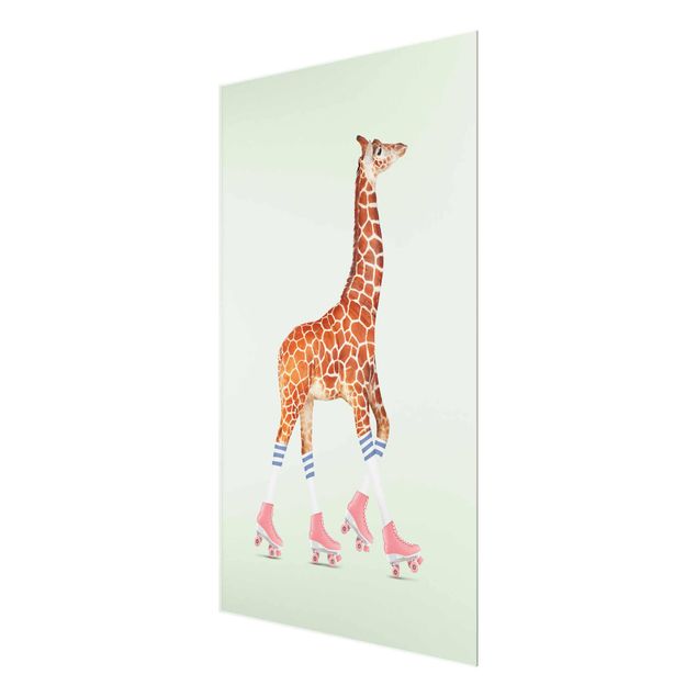 Art prints Giraffe With Roller Skates