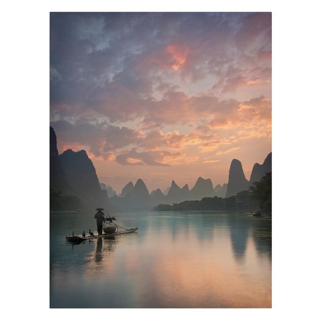 Mountain canvas wall art Sunrise Over Chinese River