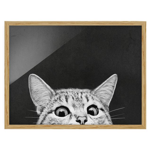 Art posters Illustration Cat Black And White Drawing