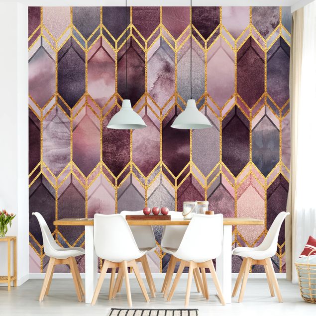 Wallpapers geometric Stained Glass Geometric Rose Gold