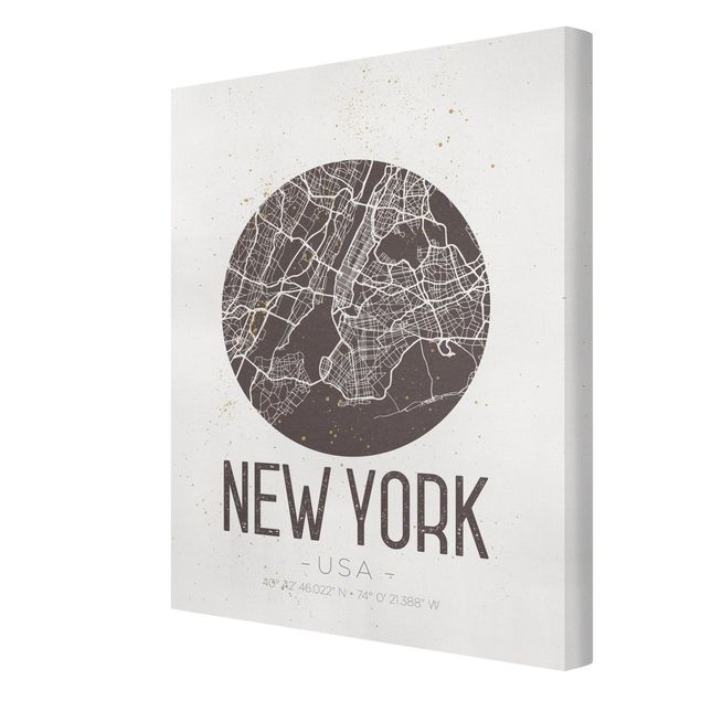Canvas maps New York City Map - Retro