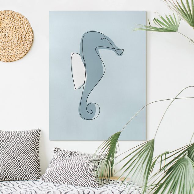 Modern art prints Seahorse Line Art