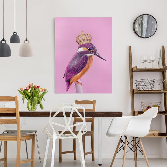 Canvas birds Pink Kingfisher With Crown