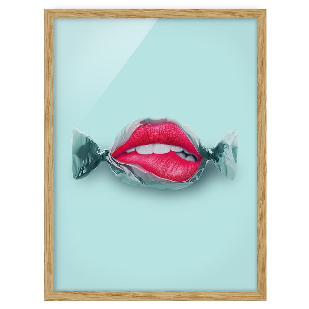 Framed prints Candy With Lips