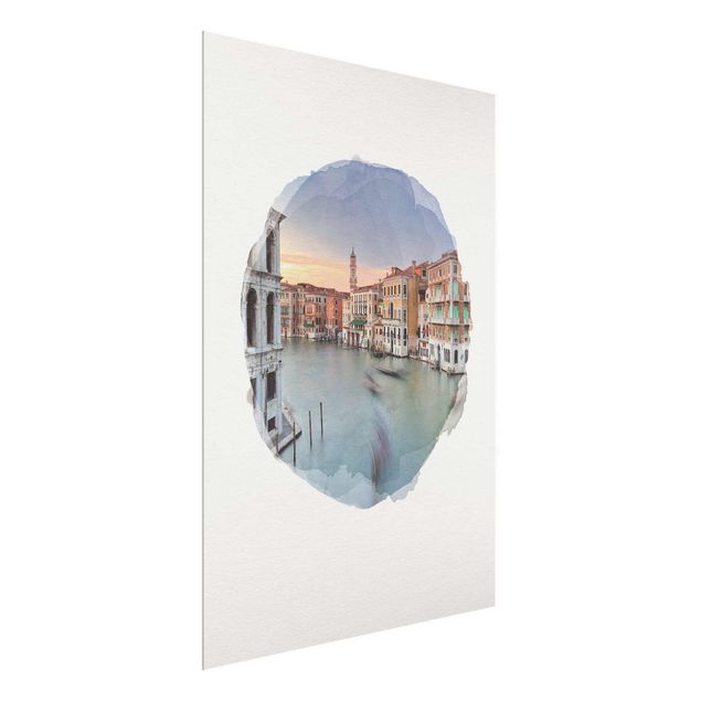 Glass prints architecture and skylines WaterColours - Grand Canal View From The Rialto Bridge Venice