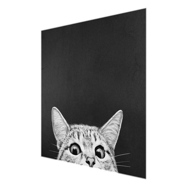 Glass prints pieces Illustration Cat Black And White Drawing