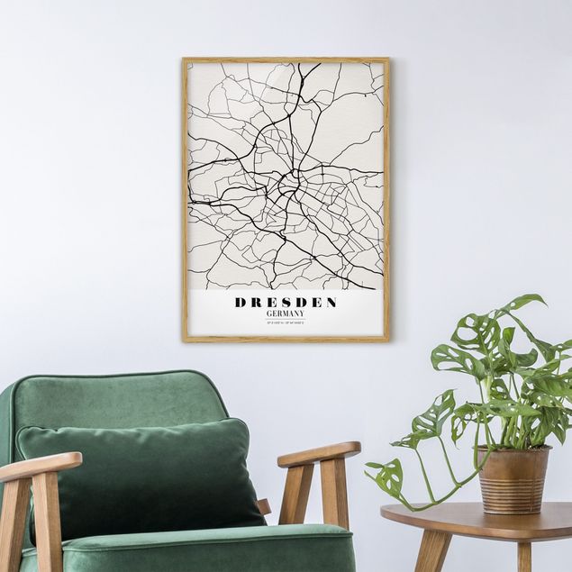 Printable world map Dresden City Map - Classical