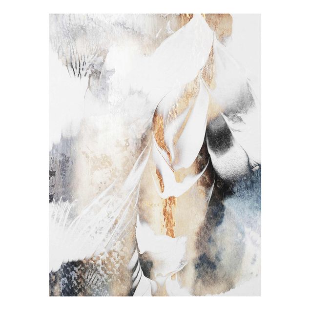 Prints modern Golden Abstract Winter Painting