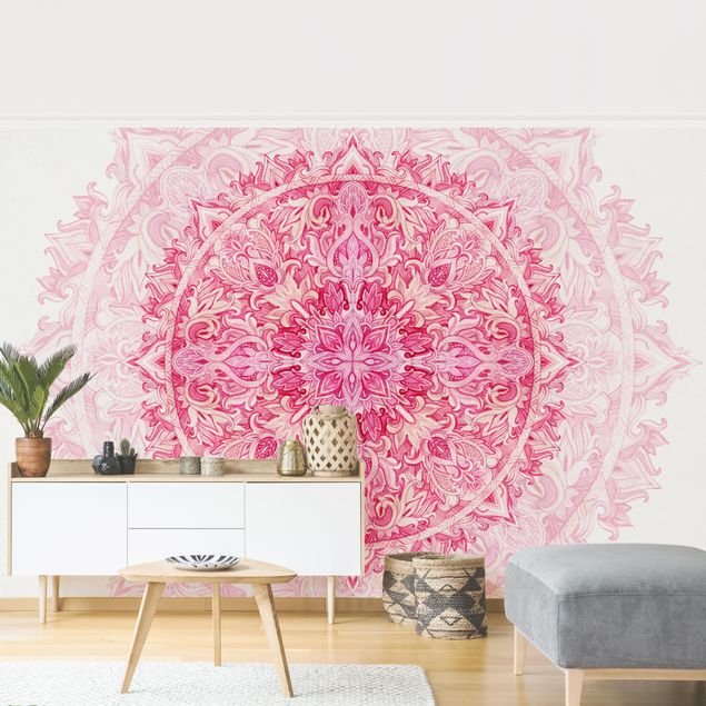 Wallpapers modern Mandala Watercolour Ornament Pink