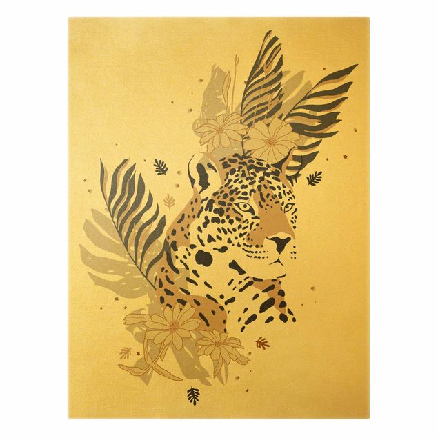 Canvas print gold - Safari Animals - Portrait Leopard
